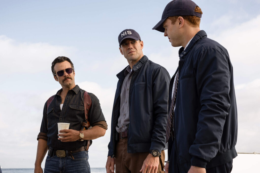 Kyle Schmid (as Mike Franks), Austin Stowell (as young Leroy Jethro Gibbs), & Caleb Foote (as Bernard “Randy” Randolph) in NCIS: Origins Season 2