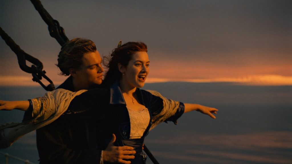 Leonardo DiCaprio and Kate Winslet star in Titanic (1997)