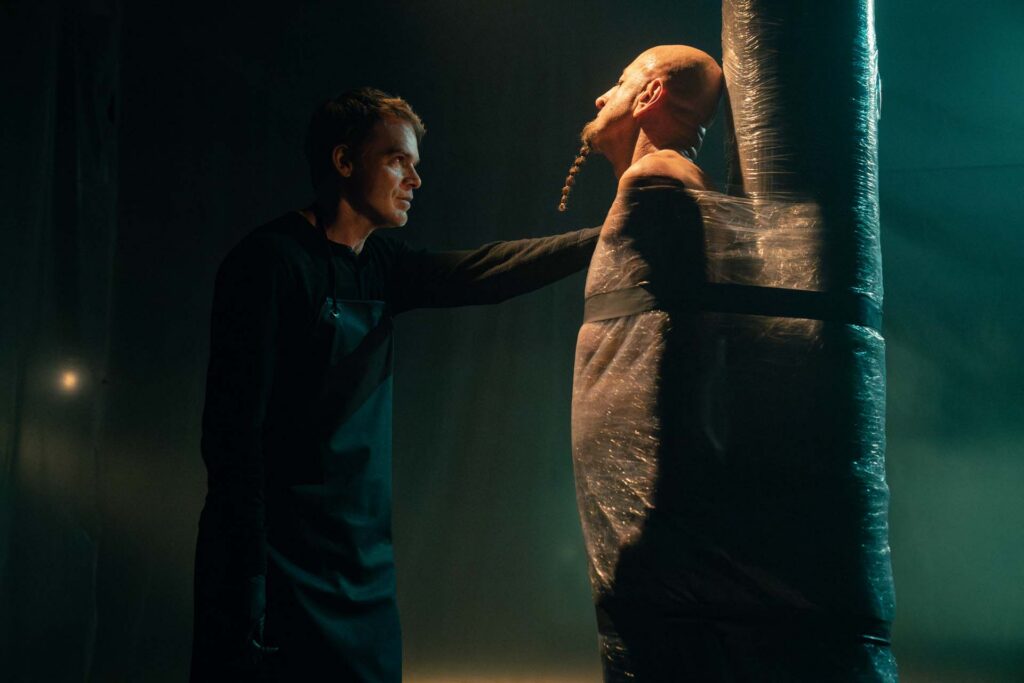 L-R: Michael C. Hall as Dexter Morgan and Shavo Odadjian as R.H. Martin in Dexter: Resurrection, episode 1, season 2, streaming on Paramount+, 2026. Photo Credit: Matt Infante/Paramount+.