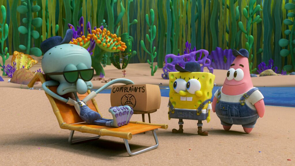 SpongeBob, Patrick and Squidward in Kamp Koral