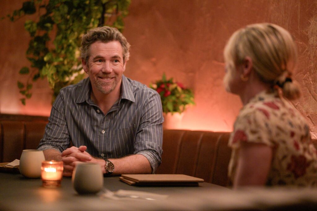 L-R: Patrick Brammall as Gordon and Harriet Dyer as Ashley in Colin From Accounts, episode 3, season 3