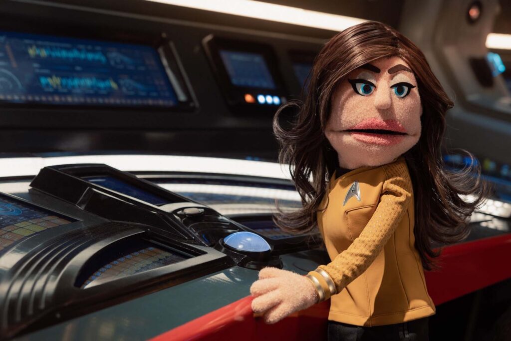 The puppet version of Una (Rebecca Romijn) in Season 4, Episode 5 of Star Trek: Strange New Worlds.