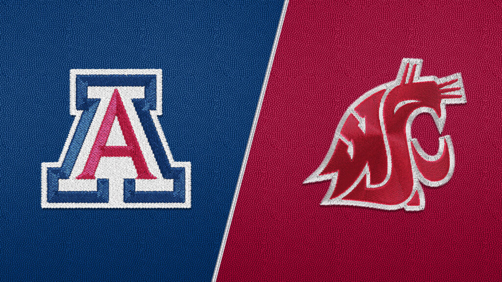 Logos of college football foes Arizona and Washington State