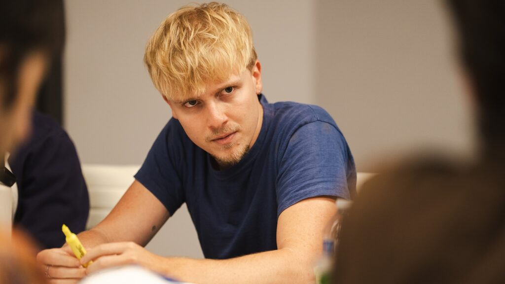 Miles Eliot (who plays Yuri) at School Spirits Season 4 table read