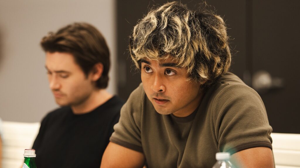 Spencer MacPherson (who plays Xavier Baxter) and Kristian Ventura (who plays Simon Elroy) at the School Spirits Season 4 table read