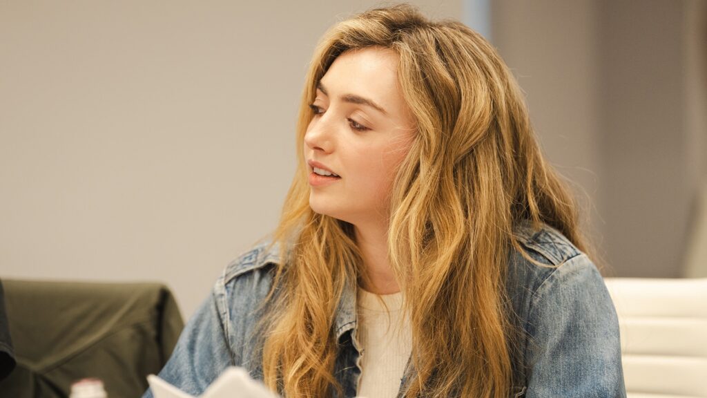 Peyton List (who plays Maddie Nears) at School Spirits Season 4 table read