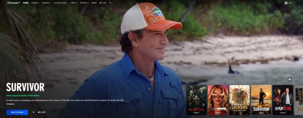 Screenshot of Survivor show page as seen on Paramount+