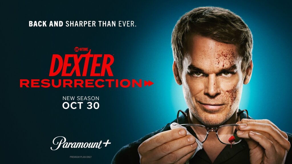 Key Art for Dexter: Resurrection Season 2, featuring Michael C. Hall as Dexter Morgan streaming on Paramount+