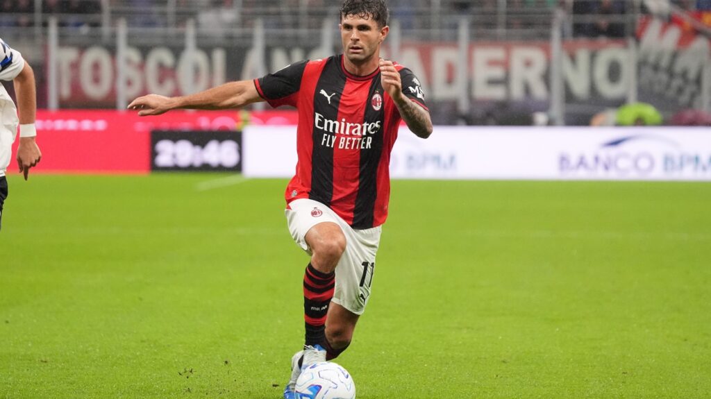 Christian Pulisic during AC Milan against Atalanta BC, Serie A, at Giuseppe Meazza Stadium in Milan, Italy, on October 18, 2026.