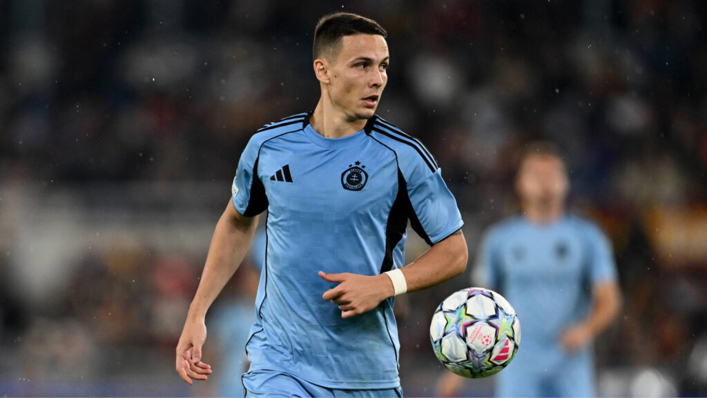 ROME, ITALY - OCTOBER 20: Svetozar Markovic of Slovan Bratislava in action during the UEFA Champions League 2026/27 League Phase MD3 match between AS Roma and SK Slovan Bratislava at Stadio Olimpico on October 20, 2026 in Rome, Italy. 