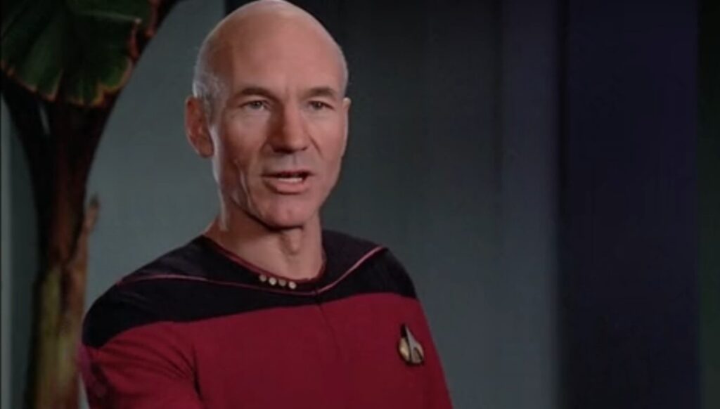 atrick Stewart as Jean-Luc Picard in Star Trek: The Next Generation